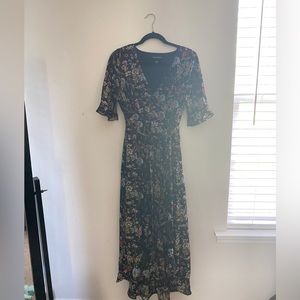 Jonathan Martin Faux Wrap Black & Floral Dress